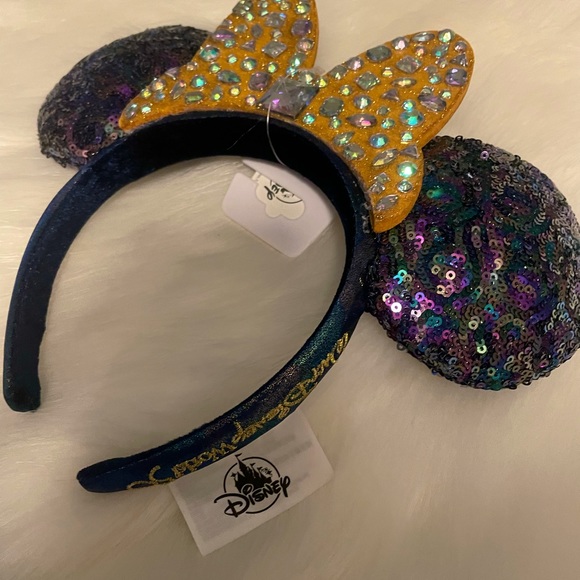 NWT Disney Earidescent Mickey Mouse Ears Gem Walt 50th 50 gold black Anniversary - Picture 4 of 16